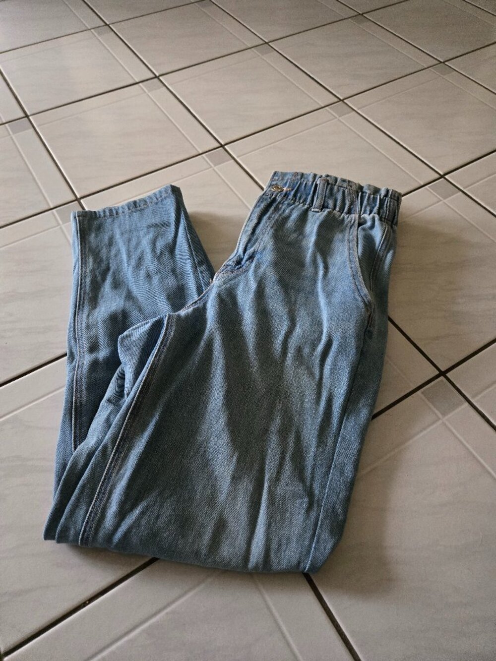 American Eagle Baggy Jeans Paperbag Waist Light Blue 6